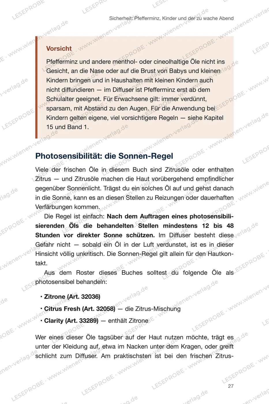 Seite 2 der Leseprobe: Sicherheit: Pfefferminz und die Sonnen-Regel