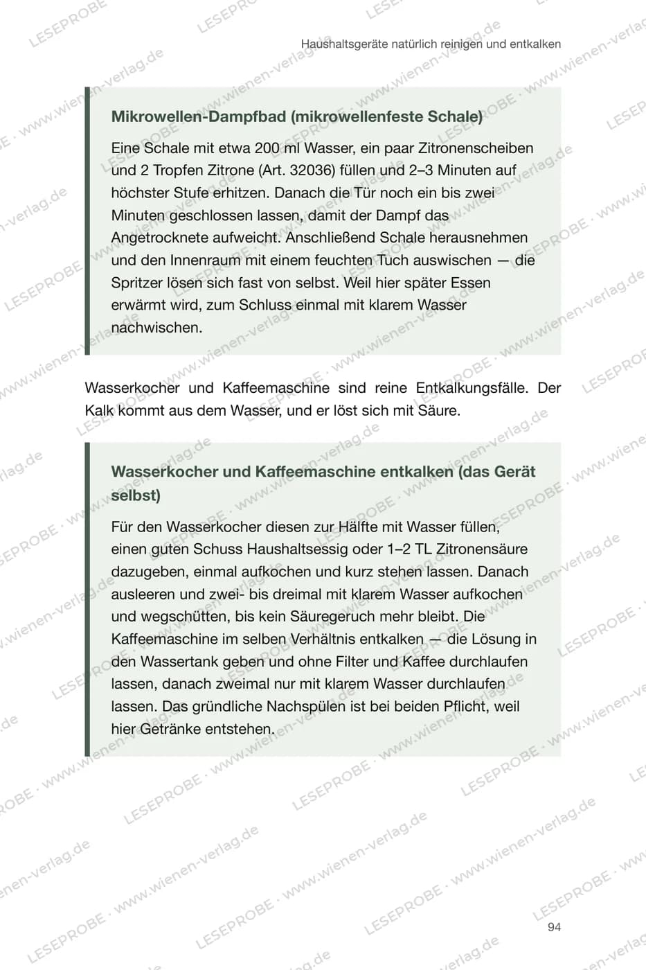 Seite 1 der Leseprobe: Geräte natürlich entkalken