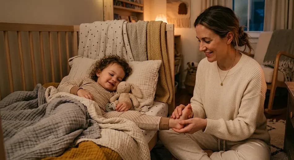 Mutter massiert Kinderfüße