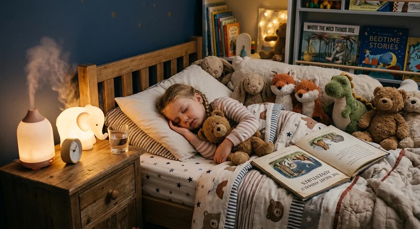 Kind im Bett - Abendritual mit ätherischen Ölen für Kinder