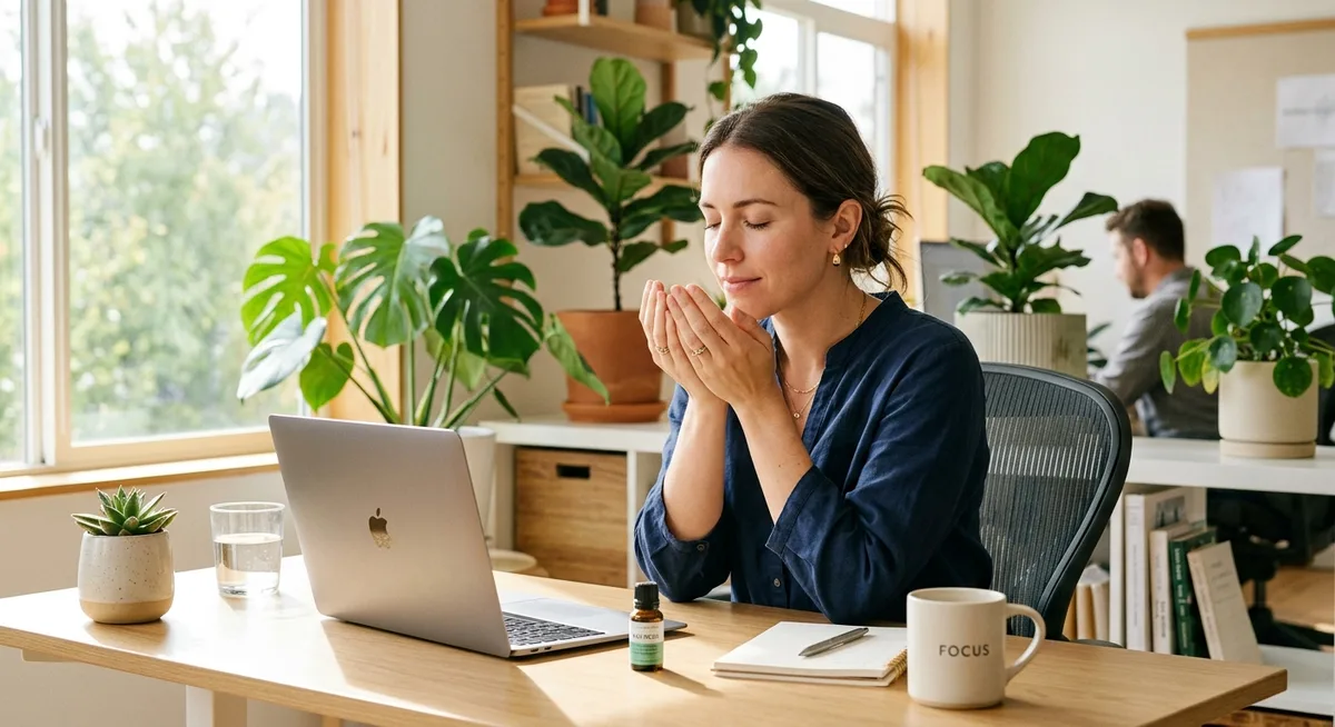Erfrischende Pause am Schreibtisch