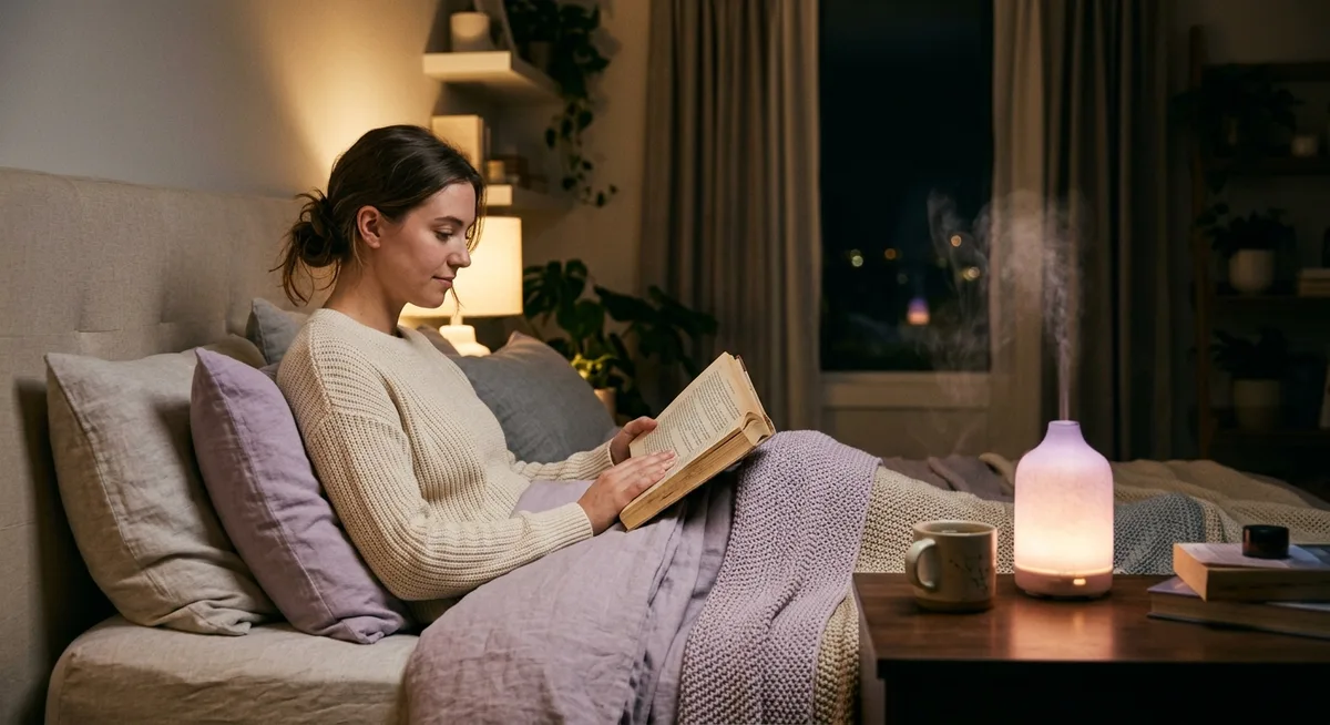 Gemütliches Schlafzimmer mit Diffuser